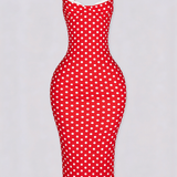 Sexy Women's Slim-Fit Stretchy Classic Polka Dot Maxi Dress