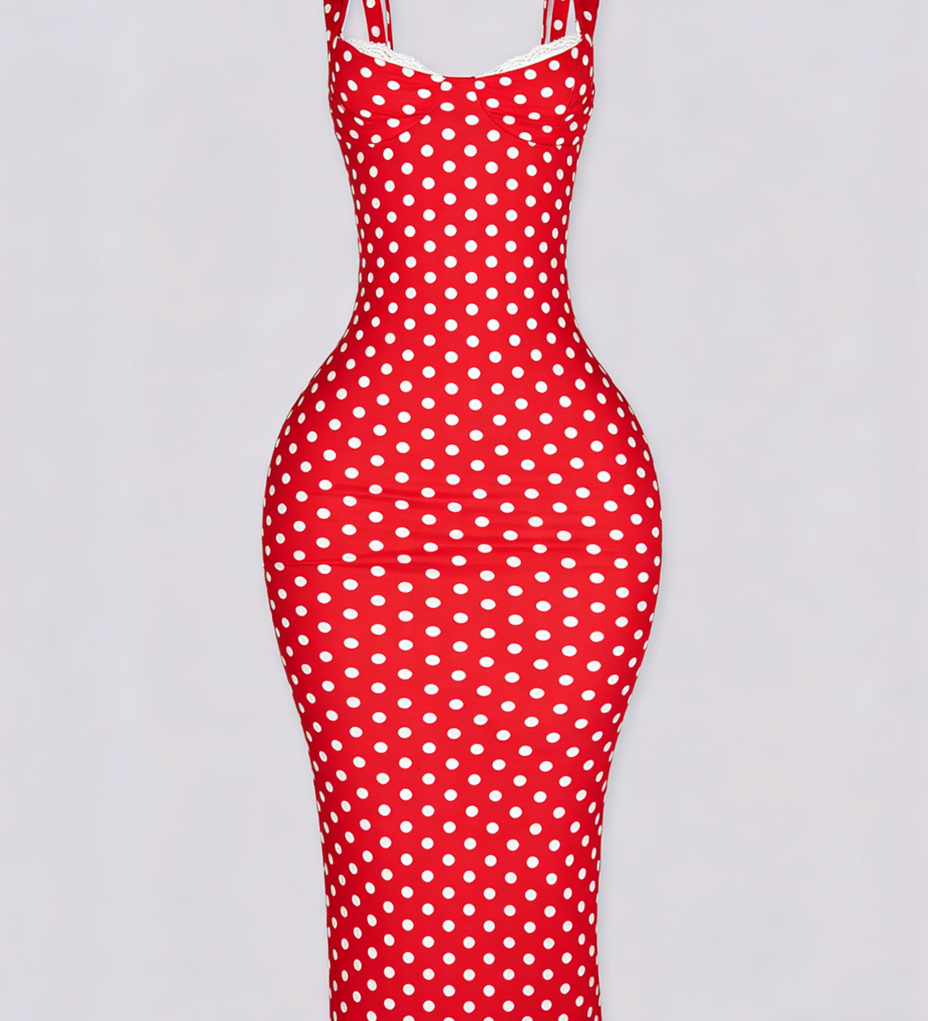Sexy Women's Slim-Fit Stretchy Classic Polka Dot Maxi Dress