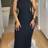 Sexy Backless Spaghetti Strap Fishtail Maxi Dress for Women