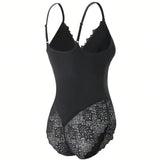 Women's Lace Sheer Spaghetti Strap Cami Bodysuit Sleeveless One Piece Shapewear