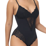 Women's Lace Sheer Spaghetti Strap Cami Bodysuit Sleeveless One Piece Shapewear