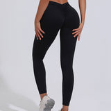 V-Back Scrunch Butt Lift Leggings High Waist Tummy Control Gym Yoga Pants