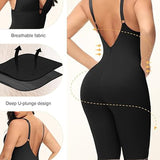 U Plunge Tummy Control Mid Thigh Bodysuit Seamless Full Body Girdles Shapewear