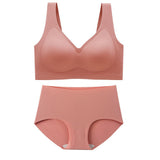 Women's Wirefree Underwear Set Seamless Ultra Comfort Daily Bras With High Waist Panties