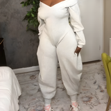 Cozy V Neck Baggy Long Sleeve Jumpsuit