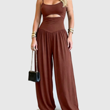 Solid Color Cut-out Cami Backless Jumpsuit