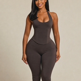 Hourglass Figure The Corset Body Shaper Waist Cincher Capri Jumpsuit Two-Piece Set