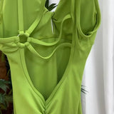 Women's Beautiful Back Sleeveless Elastic Tights Jumpsuit
