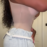 Sexy Plunge Neck Backless Mesh Panel Shapewear Thong Bodysuit