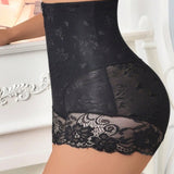 Women's High Waist Floral Lace Zipper Tummy Control Shapewear Panties