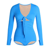 Sorelyne® Blue Long Sleeve Built In Shapewear Tummy Cotrol Girdle Swimsuit