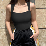 Sorelyne® Square Neck Sleeveless Knit Ribbed Seamless Tummy Control Tank Tops Bodysuit