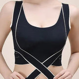 Wireless Front Cross Side Buckles Bra Hunchback Correction Shockproof Yoga Underwear