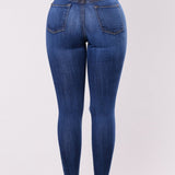 High Waisted Skinny Stretchy Soft Slim Fit Retro Distressed Jeans
