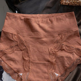 Women's Mid-Waist Antibacterial Crotch Breathable Lace Briefs Panties
