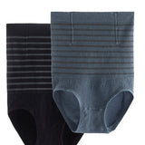 Women's High Waisted Striped Belly Bump Shapewear Panties Butt Lifter Briefs
