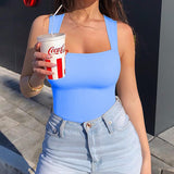 Sorelyne® Square Neck Sleeveless Knit Ribbed Seamless Tummy Control Tank Tops Bodysuit