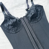 Sorelyne® Deep V Lace Corset Top Trimmed Waist Trainer with Front Zipper