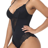 Women's Lace Sheer Spaghetti Strap Cami Bodysuit Sleeveless One Piece Shapewear