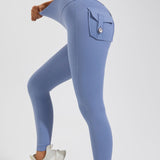 Peach Hip Fitness Leggings with Cargo Pockets