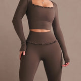 Ballet Ruffled Long Sleeve Sports Top