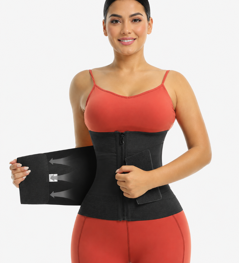 Double Compression Zipper Waist Trainer Corset Girdle