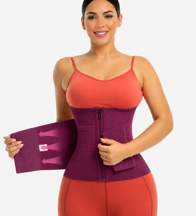 Double Compression Zipper Waist Trainer Corset Girdle
