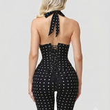 Hourglass Figure Corset Romper in Polka Dot Two Piece Set