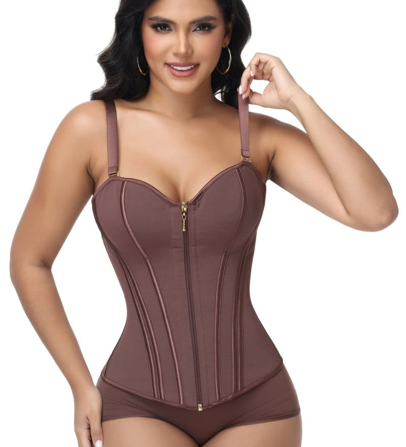 Sorelyne® Girdles Colombianas Leopard Print Zip Up Corset Top