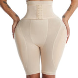 Hourglass Buckle Closure Waist Cincher BBL Shapewear Shorts With Sponge Pads