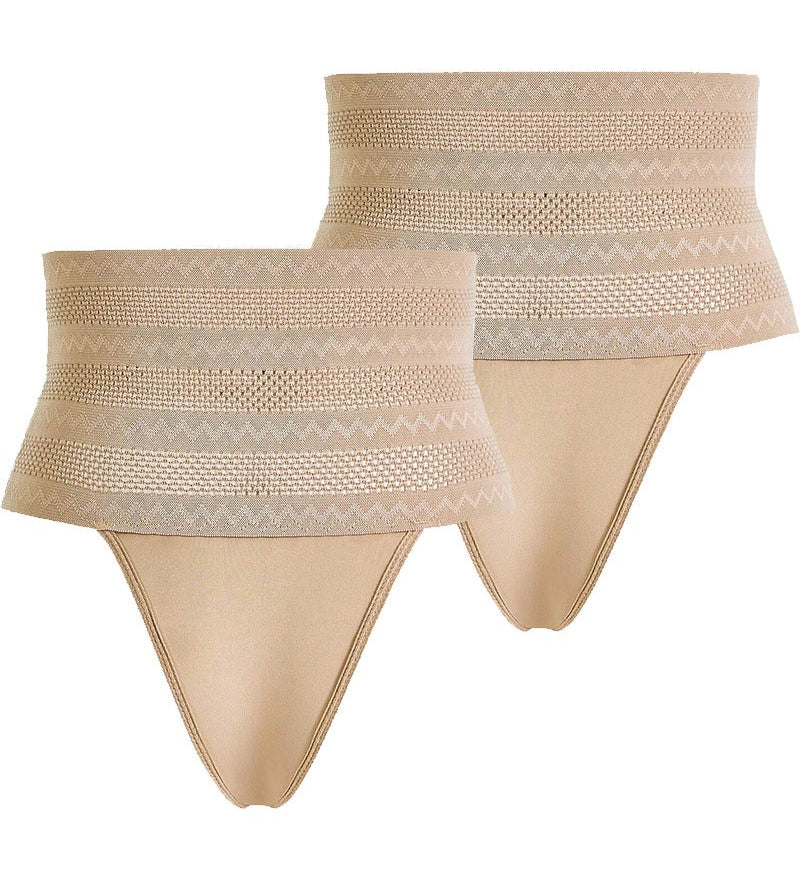 Women's High Waist Shaping Thong Breathable Tummy Control Shapewear Panty