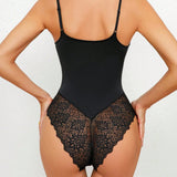 Women's Lace Sheer Spaghetti Strap Cami Bodysuit Sleeveless One Piece Shapewear