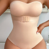 Women's Strapless Tummy Control One Piece Seamless Thong Shapewear Bodysuits