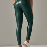 PU leather Pants High Waist Tight Sports Yoga Pants Slim