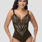 Sorelyne® Sexy Plunge Lace Shapewear Bodysuit With Hook Crotch