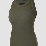 Round Neck Ribbed Tank Top Built In with Bra Padded