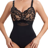 Seamless Lace Slimming Waist Bodysuit Tummy Control Thong Shapewear With Bra