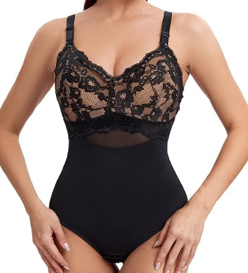 Seamless Lace Slimming Waist Bodysuit Tummy Control Thong Shapewear With Bra