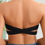 Comfy Push-Up Bandeau Bra Strapless Non-Slip Silicone Cross Side Buckle Bra