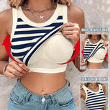 Round Neck Ribbed Tank Top Built In with Bra Padded