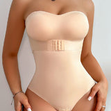 Women's Strapless Tummy Control One Piece Seamless Thong Shapewear Bodysuits