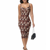 Sorelyne® Sexy Suspenders Wrapped Hip Midi Bodycon Dress Built in Bra