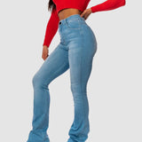 High Waisted Slim Stretch Skinny Flare Jeans