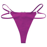Women's Seamless Thong Low Waist Metal Ring Sexy Temptation Intimates T Pants
