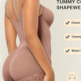 Lace-trimmed Tummy Control Zipper Shapewear Bodysuit