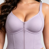 Underwire Front Zipper Corset Shaping Bra with Adjustable Straps