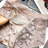 High-End Satin Light Luxury Lace High-Waisted Belly Pants