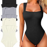 Sorelyne® Square Neck Sleeveless Knit Ribbed Seamless Tummy Control Tank Tops Bodysuit