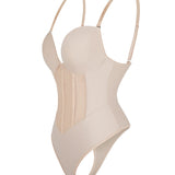 Sexy Mesh Shapewear Corset Backless Thong Bodysuit With Built-in Bra