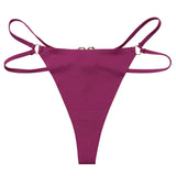 Women's Seamless Thong Low Waist Metal Ring Sexy Temptation Intimates T Pants